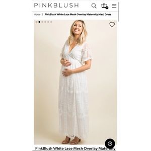 PinkBlush White Lace Mesh Overlay Maternity Maxi